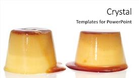  Presentation with creme caramel dessert - Slide deck consisting of flan - some creme caramel background and a white colored foreground
