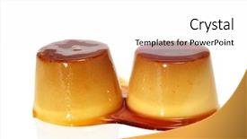  Presentation with creme caramel dessert - PPT theme featuring flan - some creme caramel background and a white colored foreground