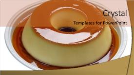  Presentation with custard apple kulfi - Colorful presentation design enhanced with flan cake - caramel custard pudding backdrop and a gold colored foreground