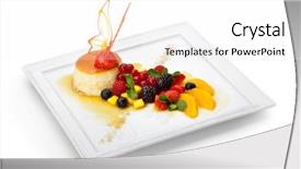  Presentation with salad - PPT theme having flan cake - creme caramel with fresh berry background and a white colored foreground