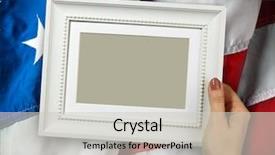  Presentation with flapping - Presentation design consisting of flapping flag usa with wave background and a light gray colored foreground