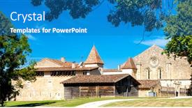  Presentation with france - Amazing slide deck having flaran-abbey-abbaye-de-flaran backdrop and a teal colored foreground