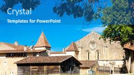  Presentation with france - Colorful presentation design enhanced with flaran-abbey-abbaye-de-flaran backdrop and a ocean colored foreground