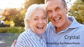  Presentation with senior couple - Colorful presentation theme enhanced with flare - portrait of loving senior couple backdrop and a light blue colored foreground