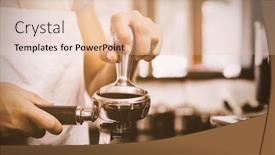  Presentation with flare - Beautiful presentation design featuring flare against barista pressing fresh coffee grinds backdrop and a lemonade colored foreground