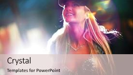  Presentation with black women beautiful woman - Amazing PPT layouts having flare lights - beautiful blond woman in fur backdrop and a  colored foreground