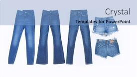  Presentation with jeans - PPT theme featuring flared-and-two-blue-jeans background and a teal colored foreground