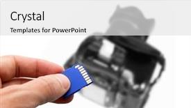  Presentation with flash - PPT theme consisting of finger nail storage - flash card in hand background and a white colored foreground