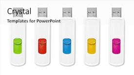  Presentation with flash - Slide deck consisting of flash drives set isolated background and a white colored foreground