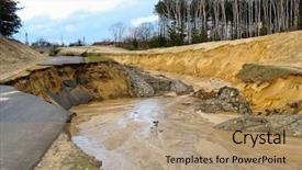  Presentation with flooding - Colorful slide deck enhanced with flash flood - flooding and destruction backdrop and a coral colored foreground