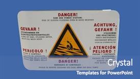  Presentation with multilingual - Presentation theme featuring flash flood - multilingual danger dam sign background and a  colored foreground