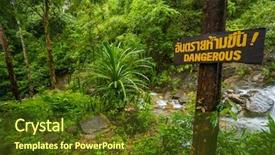  Presentation with beautiful midnight sun over - Colorful theme enhanced with flash flood - photo of dangerous sign backdrop and a tawny brown colored foreground