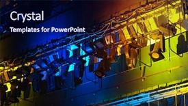  Presentation with lamps - Amazing slide deck having flash flood - professional stage spotlight lamps rack backdrop and a navy blue colored foreground