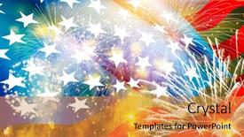  Presentation with independence day - Audience pleasing PPT theme consisting of flash free - celebratory fireworks and crowd backdrop and a  colored foreground