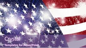  Presentation with 4th july - Beautiful PPT theme featuring flash free - celebratory fireworks and crowd backdrop and a  colored foreground