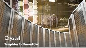  Presentation with information technology - Presentation featuring flash storage - digital composite of computer servers background and a gray colored foreground
