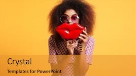  Presentation with lips - Theme with flashback - close-up portrait of playful african background and a gold colored foreground