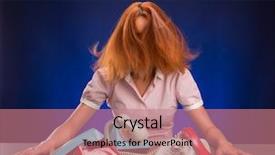  Presentation with towers for cell phones - Presentation design consisting of flashback - exhausted woman with colorful phones background and a  colored foreground