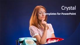  Presentation with towers for cell phones - Theme featuring flashback - girl and two phones background and a  colored foreground