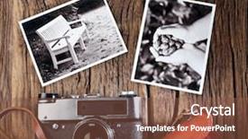  Presentation with black - Presentation design having flashback - old rangefinder camera and black-and-white background and a tawny brown colored foreground