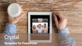  Presentation with computer memory - Amazing presentation design having flashback - people memory and technology concept backdrop and a coral colored foreground