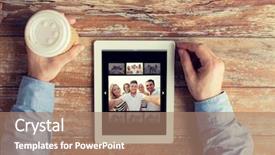  Presentation with memory computer - Slide deck having flashback - people memory and technology concept background and a coral colored foreground