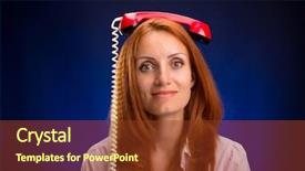  Presentation with mobile phone in woman hand - Cool new presentation theme with flashback - redhead woman with phone backdrop and a  colored foreground