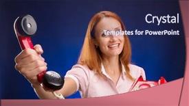  Presentation with red telephone - Presentation theme featuring flashback - redhead women with red telephone background and a  colored foreground