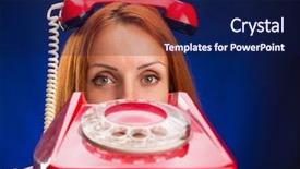  Presentation with red telephone - Audience pleasing theme consisting of flashback - redhead women with red telephone backdrop and a  colored foreground
