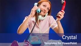  Presentation with towers for cell phones - Theme featuring flashback - stressed girl with phones background and a  colored foreground