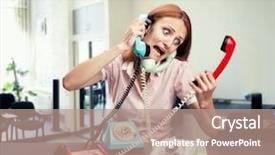  Presentation with towers for cell phones - Colorful slide set enhanced with flashback - stressed woman with three phones backdrop and a coral colored foreground