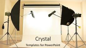  Presentation with lighting - Cool new presentation theme with flashing camera - empty photo studio with lighting backdrop and a  colored foreground