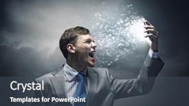  Presentation with angry - Audience pleasing presentation design consisting of flashing lights - angry businessman screaming i backdrop and a ocean colored foreground