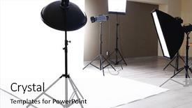  Presentation with lighting - Presentation theme having flashing lights - empty photo studio with lighting background and a white colored foreground