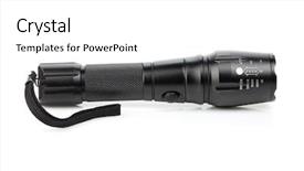  Presentation with metal - Presentation design consisting of flashing lights - metal flashlight isolated on white background and a white colored foreground