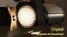  Presentation with studio - PPT theme consisting of flashing lights - studio flash light photography equipment background and a tawny brown colored foreground