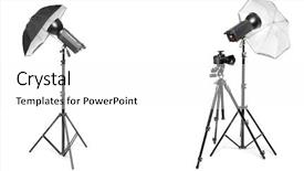  Presentation with studio lights - Presentation theme having flashing lights - studio picture with empty room background and a white colored foreground