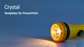  Presentation with plastic - PPT layouts consisting of flashing lights - yellow plastic pocket flash-light background and a ocean colored foreground