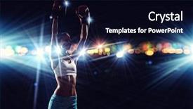 Presentation with boxer - Audience pleasing PPT layouts consisting of flashing lights - young pretty boxer woman standing backdrop and a black colored foreground