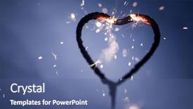  Presentation with shape heart - Theme with flashing lights birthday - heart shape sparkler burning background and a ocean colored foreground