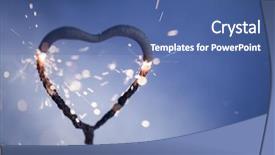  Presentation with clouds in heart shape - Colorful PPT layouts enhanced with flashing lights birthday - heart shape sparkler burning backdrop and a ocean colored foreground