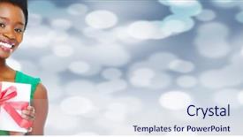  Presentation with african american girl power business - PPT layouts having flashing lights birthday - young smiling african american girl background and a sky blue colored foreground