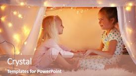  Presentation with two cute sisters playing - Colorful slide set enhanced with flashlight shine - cute little girls playing backdrop and a coral colored foreground