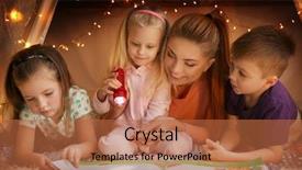  Presentation with children reading - Amazing slide set having flashlight shine - young woman and cute children backdrop and a red colored foreground