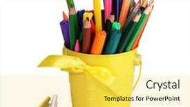  Presentation with pencils - Audience pleasing theme consisting of flashy - colorful pencils and felt-tip pens backdrop and a yellow colored foreground