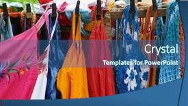  Presentation with clothes - Presentation theme with flashy - photo of beach clothes background and a  colored foreground