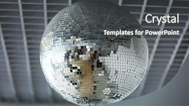  Presentation with disco ball - Presentation theme with flashy - silver disco mirror ball close background and a dark gray colored foreground