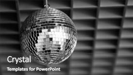  Presentation with disco ball - Presentation design having flashy - silver disco mirror ball close background and a dark gray colored foreground