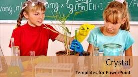  Presentation with plant biology - Beautiful presentation design featuring flask and plant in biology backdrop and a coral colored foreground