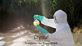  Presentation with environmental pollution - Theme having flask for expertise environmental background and a mint green colored foreground